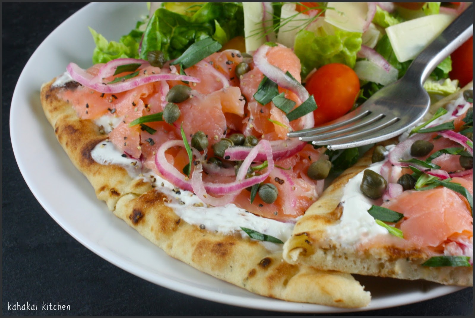 Kahakai Kitchen Jacques Pépin's Fast and Easy Smoked Salmon Pizza on