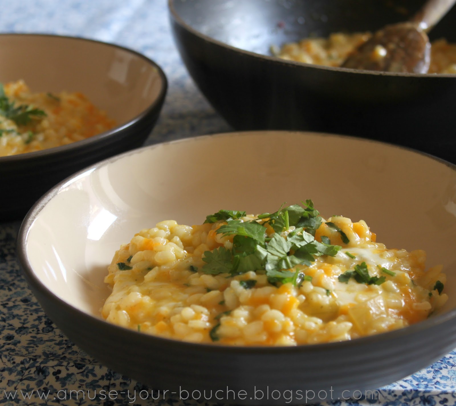 Caramelised carrot and coriander risotto with mozzarella Amuse Your Bouche