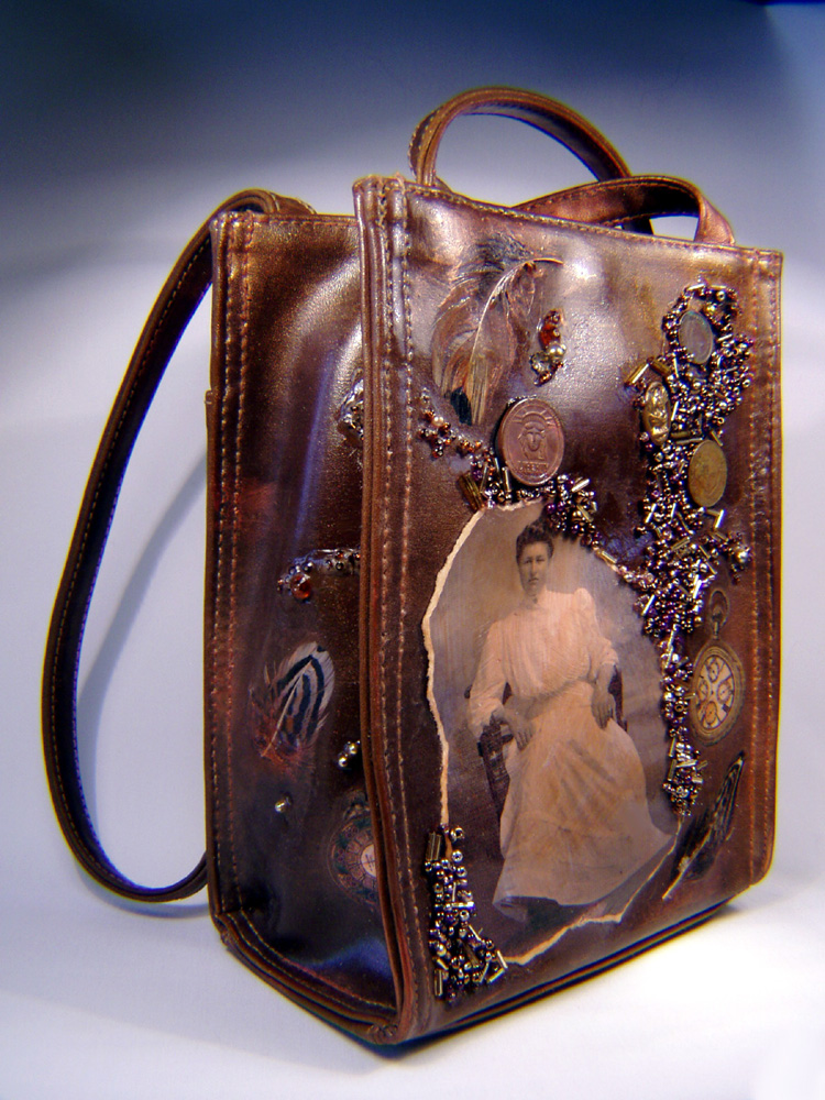 altered, mixed-media, handbag collage, technique