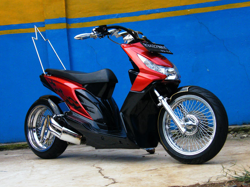 Honda Beat Modif Unik Merah Trends Motif Monim title=