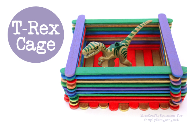 T-Rex Cage with Popsicle Sticks - this is a really fun kid craft that has so many uses!  #kidcraft #kidactivity #summer