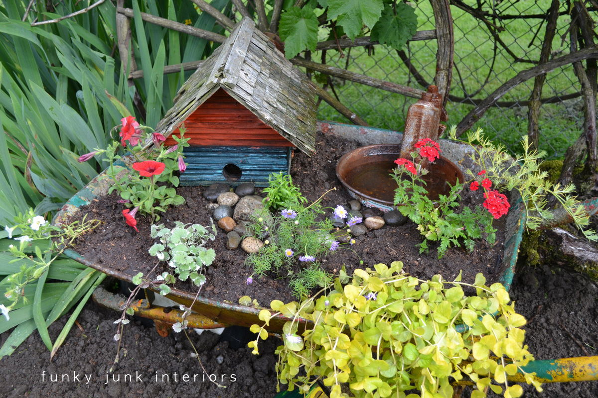 The backyard garden gets junkifiedFunky Junk Interiors