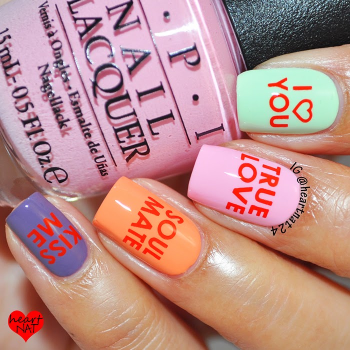 heartnat Conversation Heart Candy Nail Art
