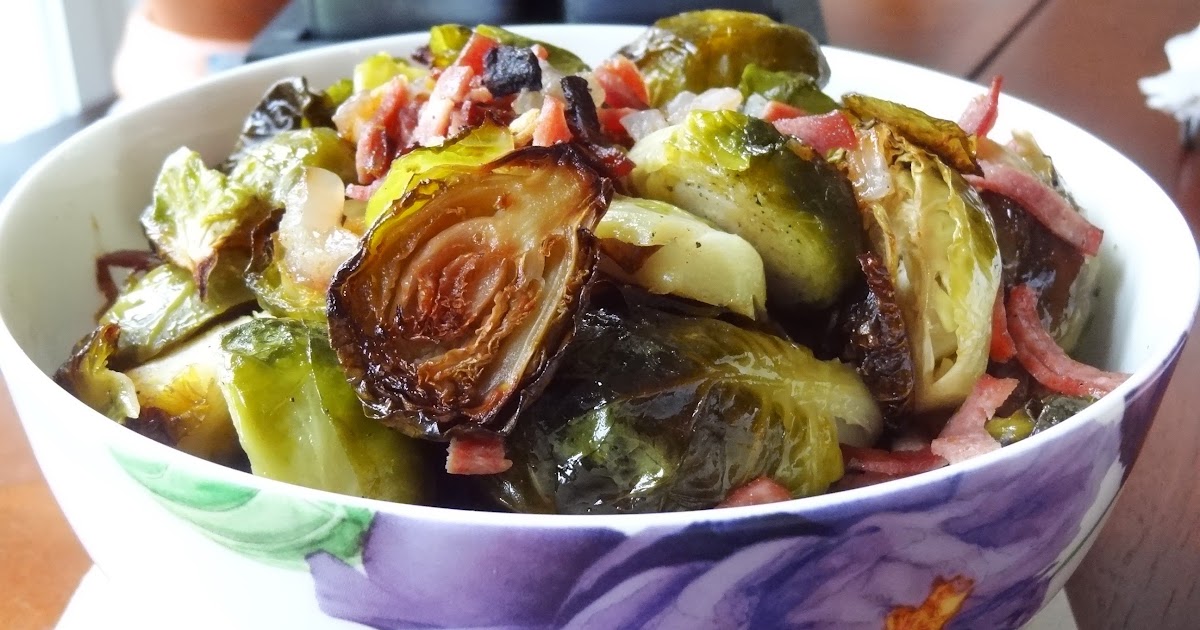 Roasted brussel sprouts with turkey bacon