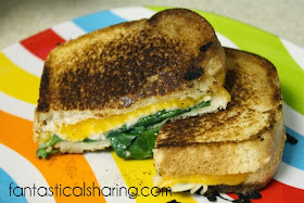 Fancy Grilled Cheese Sandwiches | Fancy means 3 kinds of cheeses, garlic, and spinach! #sandwich
