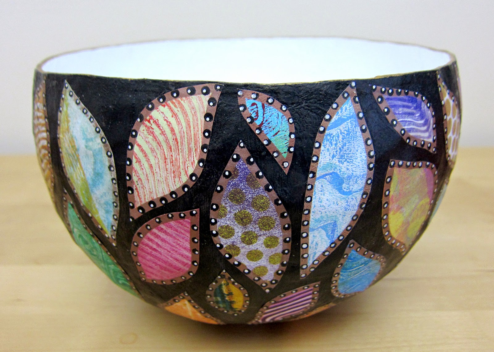 Printing with Gelli Arts® Paper Mache Bowls with Gelli™ Prints!