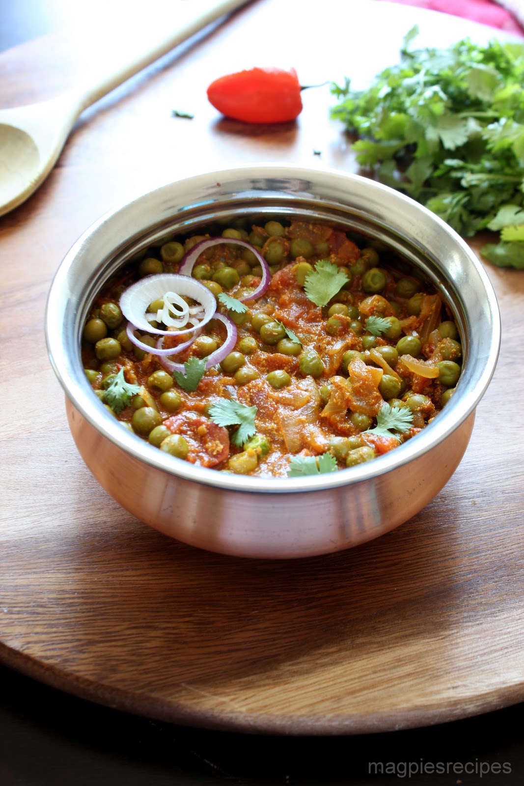 Magpie's Recipes Peas and Tomato Curry and Happiness