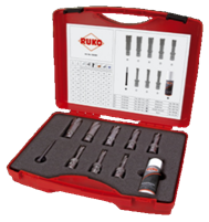 10 - piece set of core drills with tungsten-carbide cutting edges 8 core drills with tungsten-carbide cutting edges and Quick IN-shank Ø 12,0 mm - 14,0 mm - 16,0 mm - 18,0 mm 20,0 mm - 22,0 mm - 24,0 mm - 26,0 mm + 1 cutting spray 50 ml article no. 101 010 + 1 ejector pin Ø 6,35 x 87,0 mm for cutting depth 35,0 mm article no. 108 306 