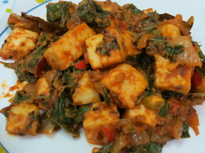 mittu cooking love Tofu and Spinach Sabzi / Sabji Tofu Palak Sabzi