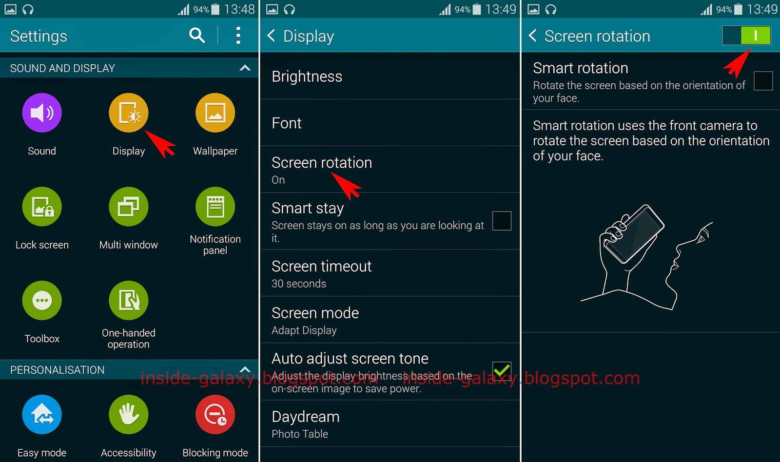inside galaxy samsung galaxy s5 how to enable or disable auto rotate in android 4 4 2 kitkat