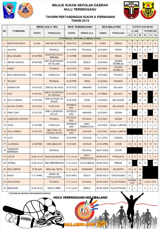 TAKWIM SUKAN 2019