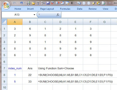 How to use Choose function + Sum in Excel