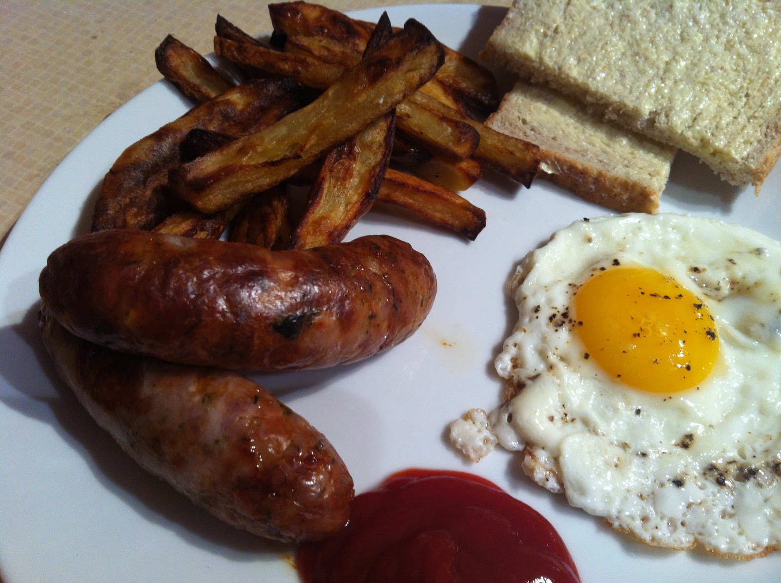 Food and Biscuits Friday Home alone! Again!! Sausage, Egg & Chips.....