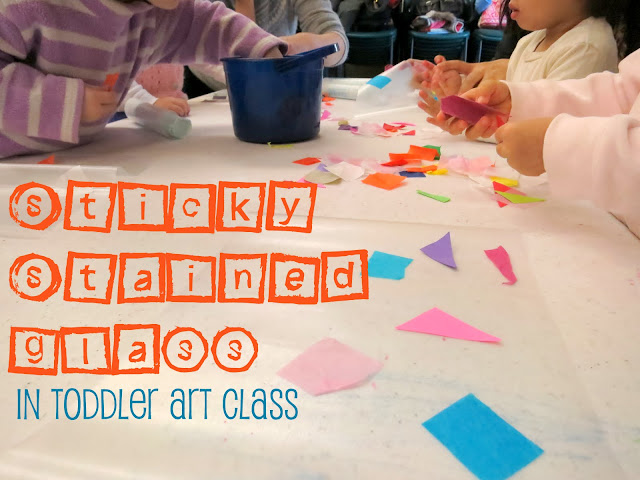 http://librarymakers.blogspot.com/2013/01/toddler-art-class-sticky-stained-glass.html