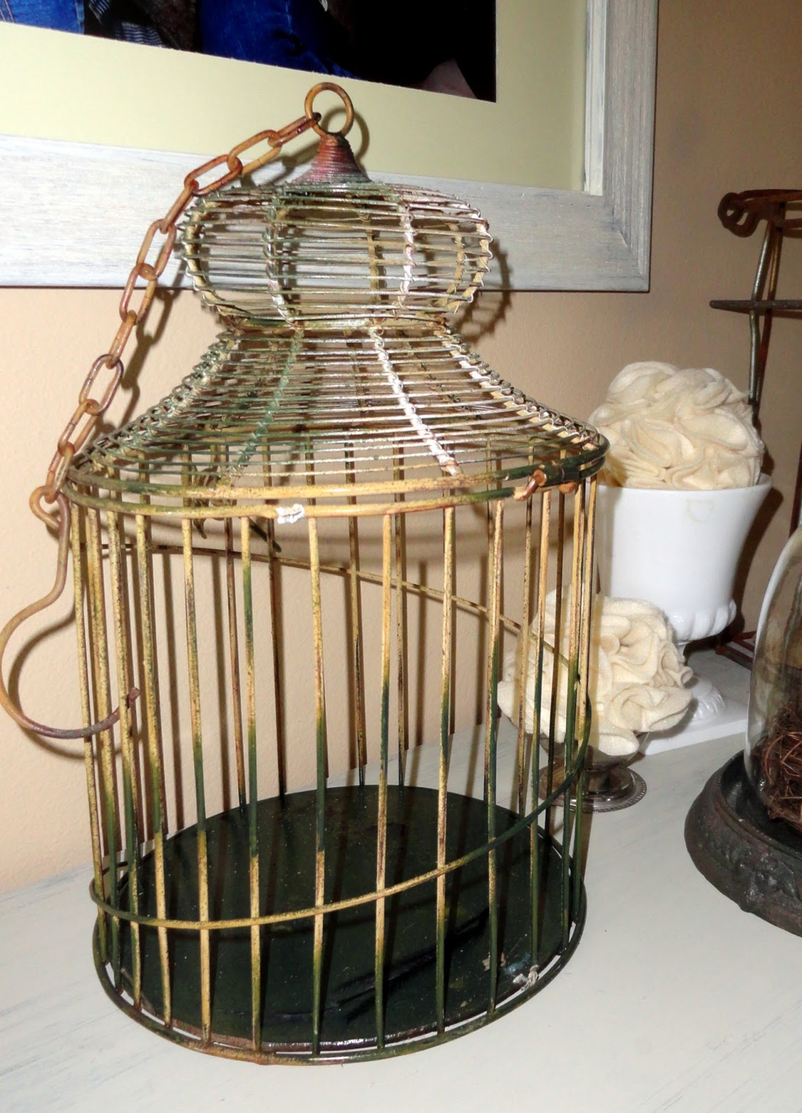 Bird cage and glittered bird Rachel Teodoro