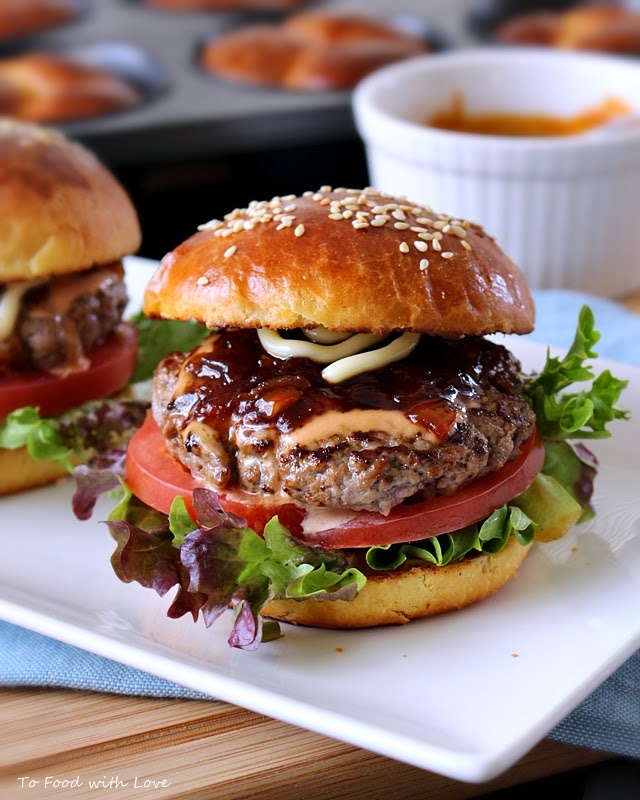 To Food with Love Beef Sliders on Brioche with Sticky BBQ sauce and