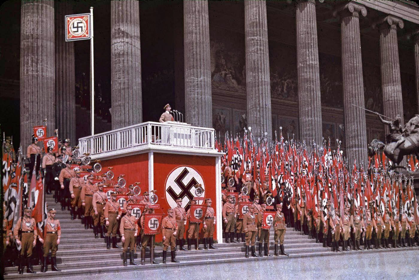 Reich Minister of Propaganda Joseph Goebbels speaking at the Lustgarten in Berlin, 1938.