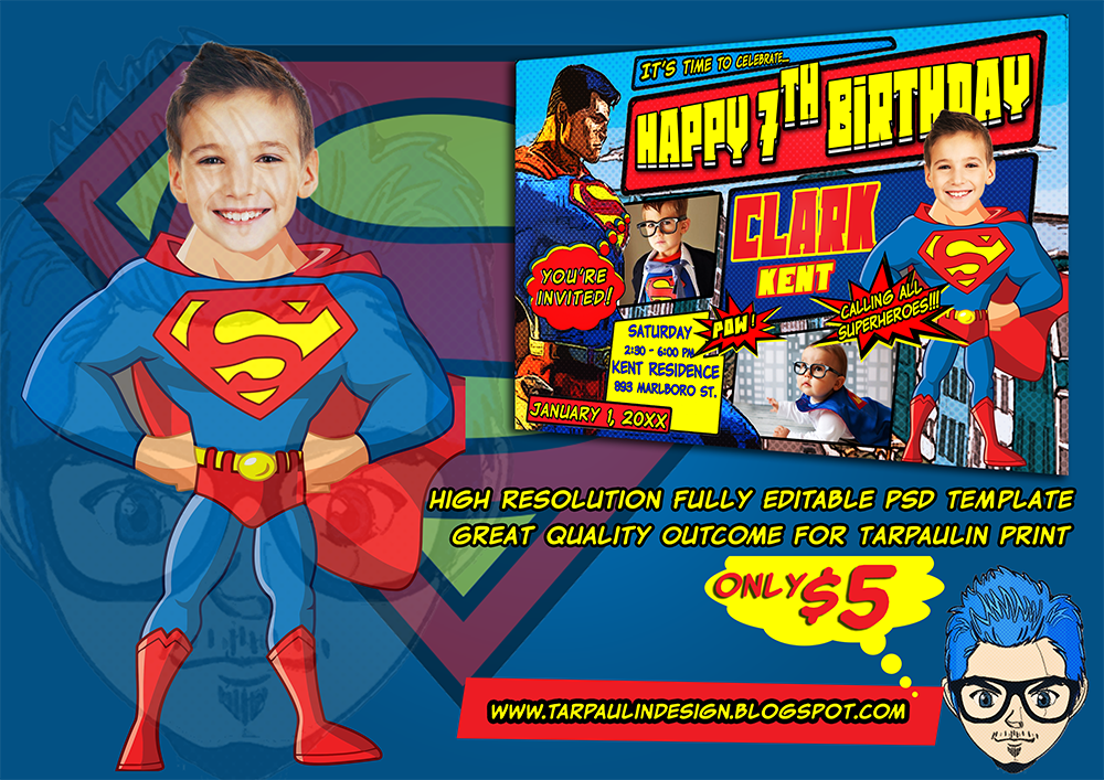 superman birthday layout tarpaulin