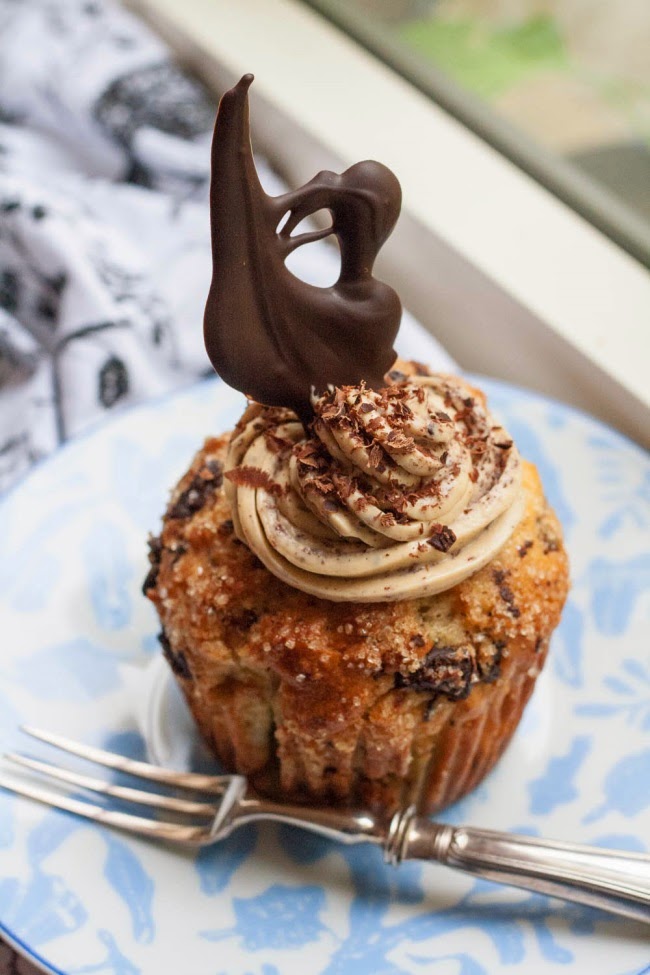 Choc Chunk Muffins with Brown Sugar & Choc Chip Frosting