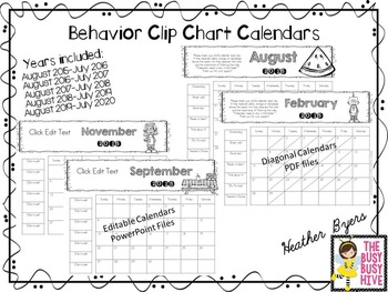 The Busy Busy Hive behavior calendars