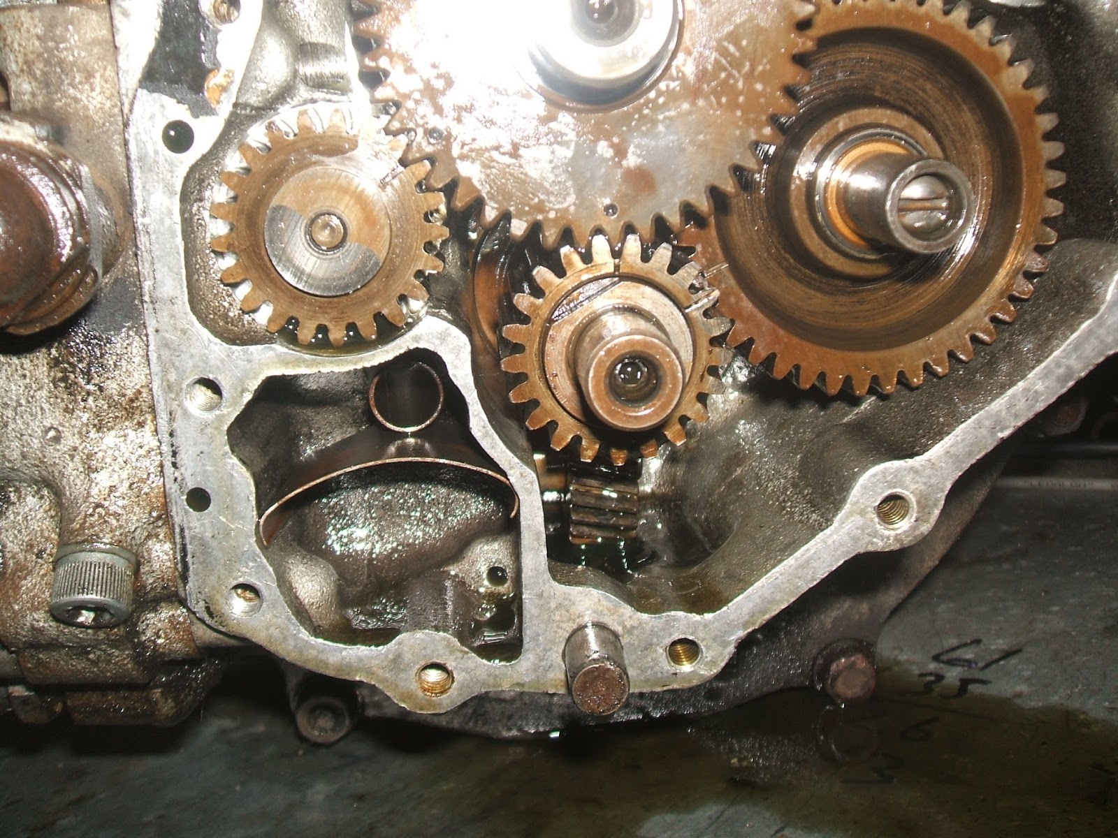 Harley Davidson Panhead Inside the timing cover, oil pump.