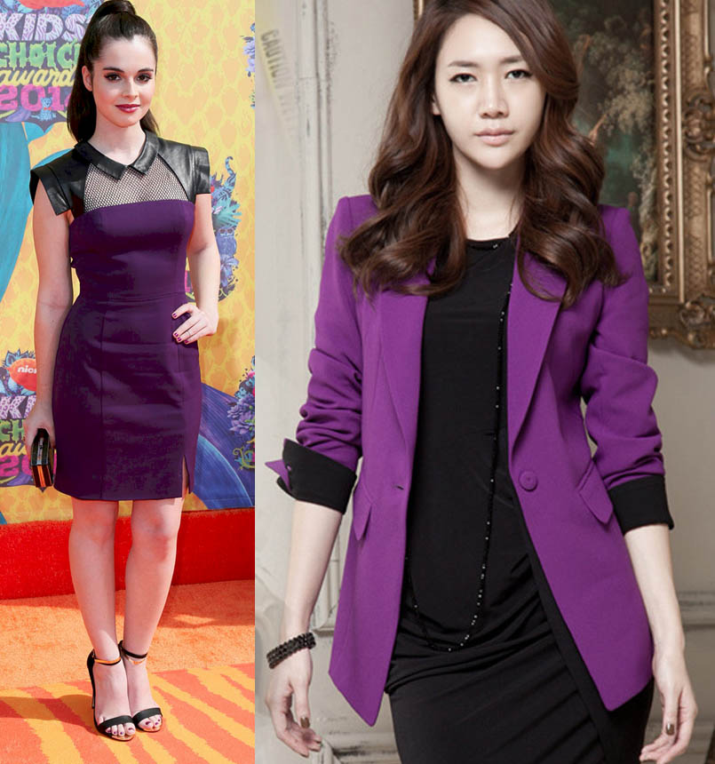 vestido preto com roxo