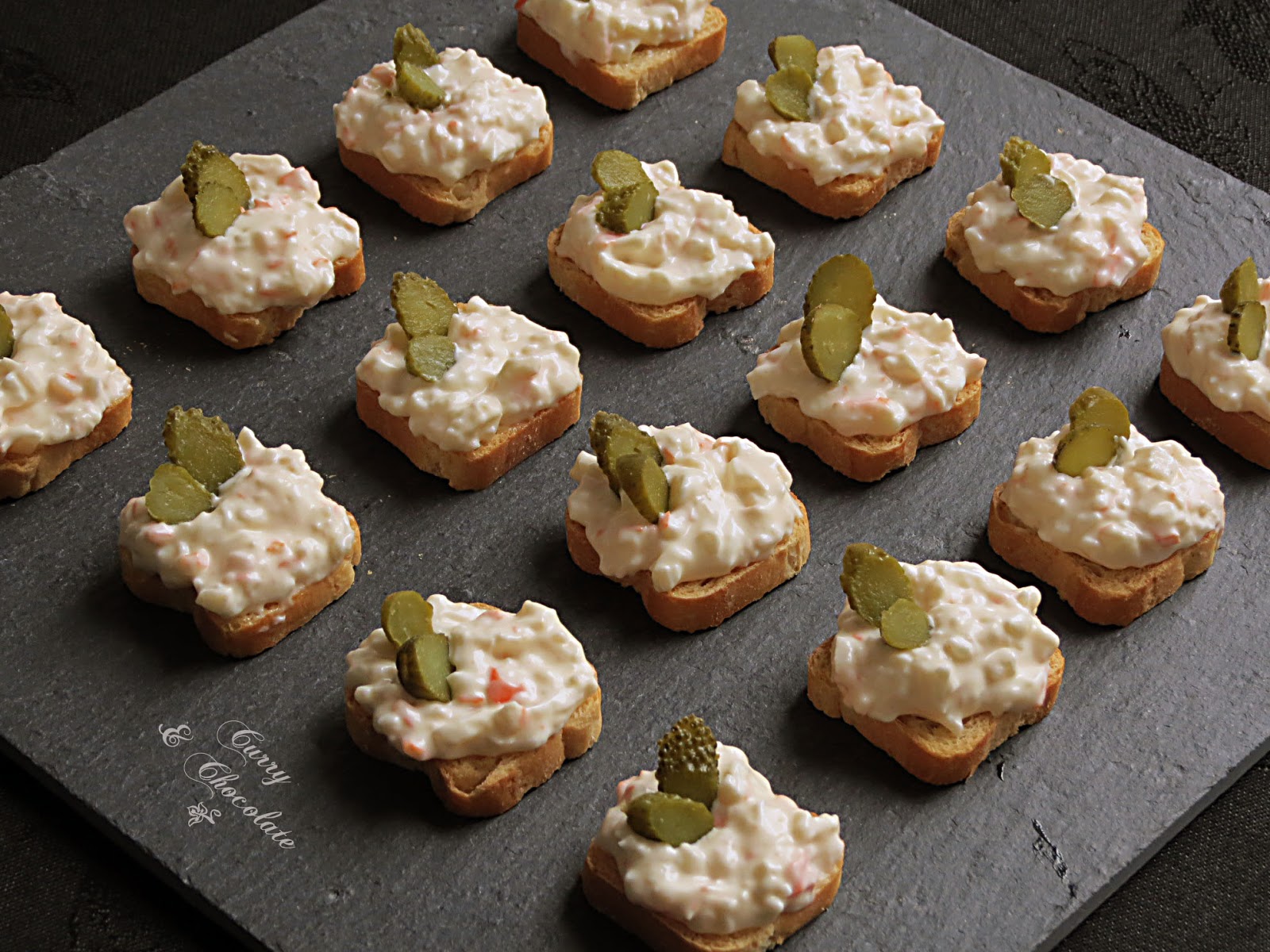 Canapés de palitos de cangrejo Canapés de palitos de cangrejo