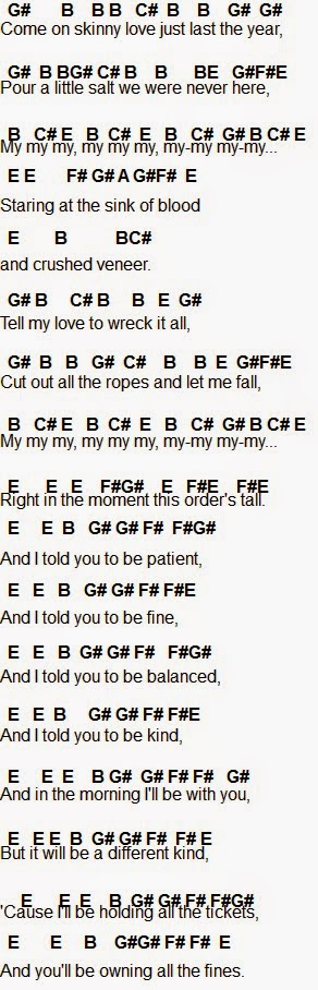 flute sheet music skinny love skinny love piano sheet music