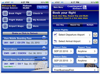 Continental Airlines iPhone app gives travelers access to travel information