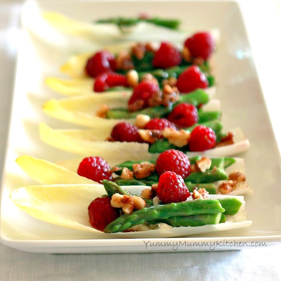Raspberry Asparagus Endives with Candied Pecans Yummy Mummy Kitchen