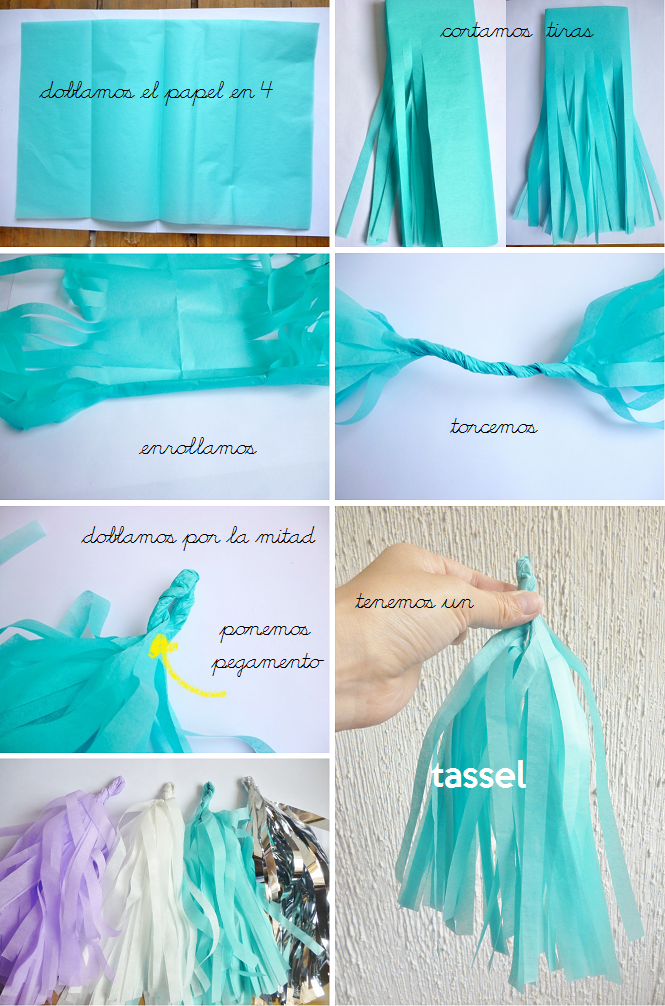 manitas de gato diy tassels de papel china