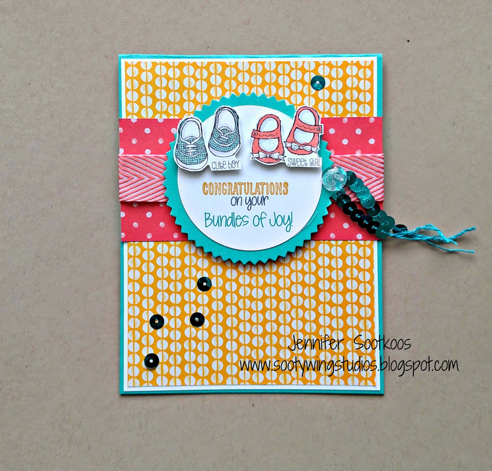 Sootywing Studios Baby Shower Card Twins