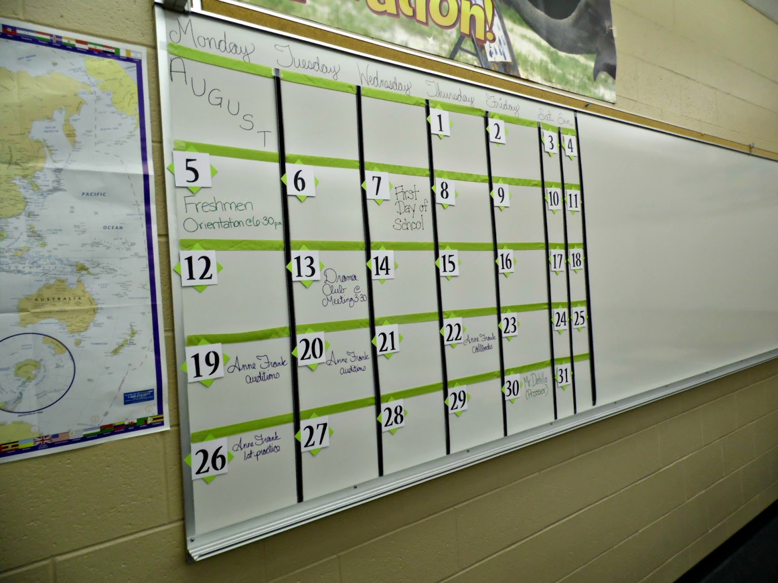 I love this giant calendar on the whiteboard. I'm going to use this for