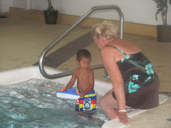 Alexandre and Mamie in Maine at the Indoor pool of our hotel