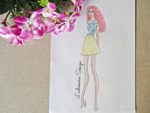 Desenho croqui vestido desenho de moda
