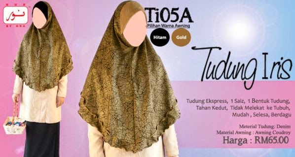 tudung iris berdagu labuh bidang 60