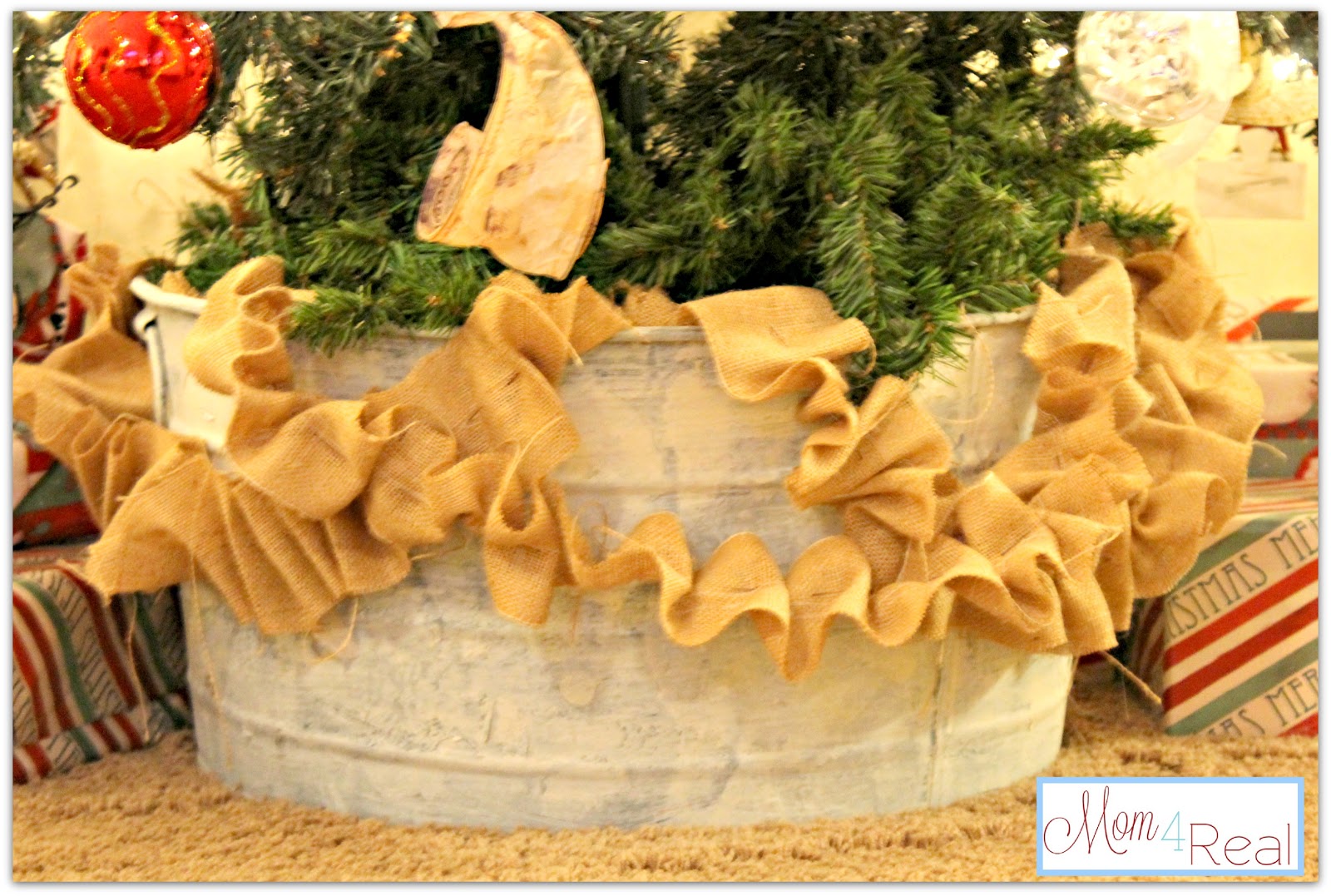 Christmas Tree in a Galvanized Bucket Mom 4 Real