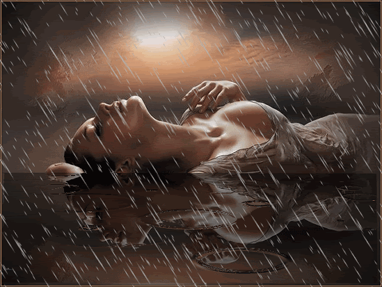 mulher deitada na chuva