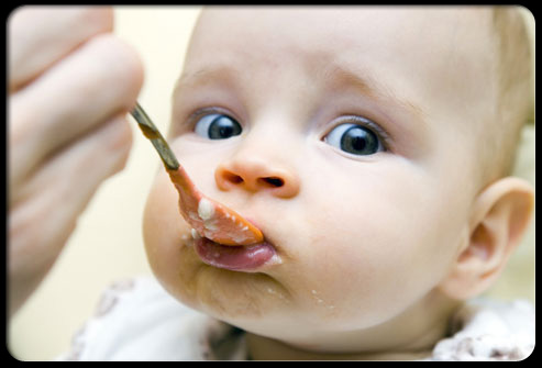 متى يبدا الطفل الرضيع فى تناول الطعام Baby+food