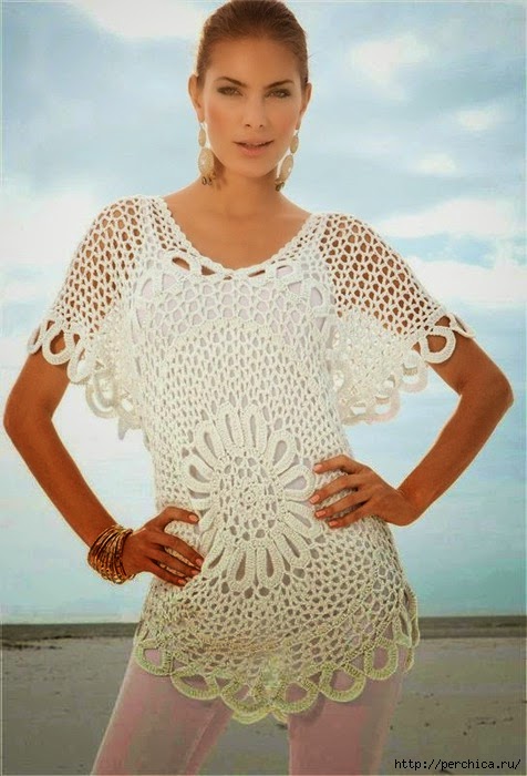 Tejida tejidas gancho gilet tejer bolero Blusa centro de flor - con patrón | Crochet y Dos agujas - Patrones de