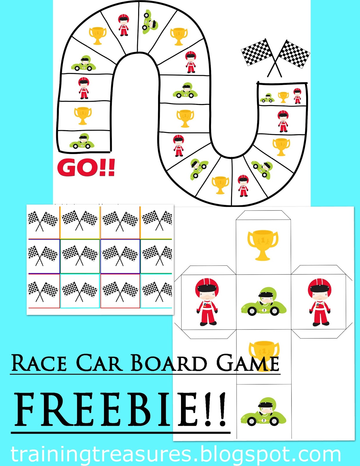 Training Treasures Race Car Board Game FREEBIE!