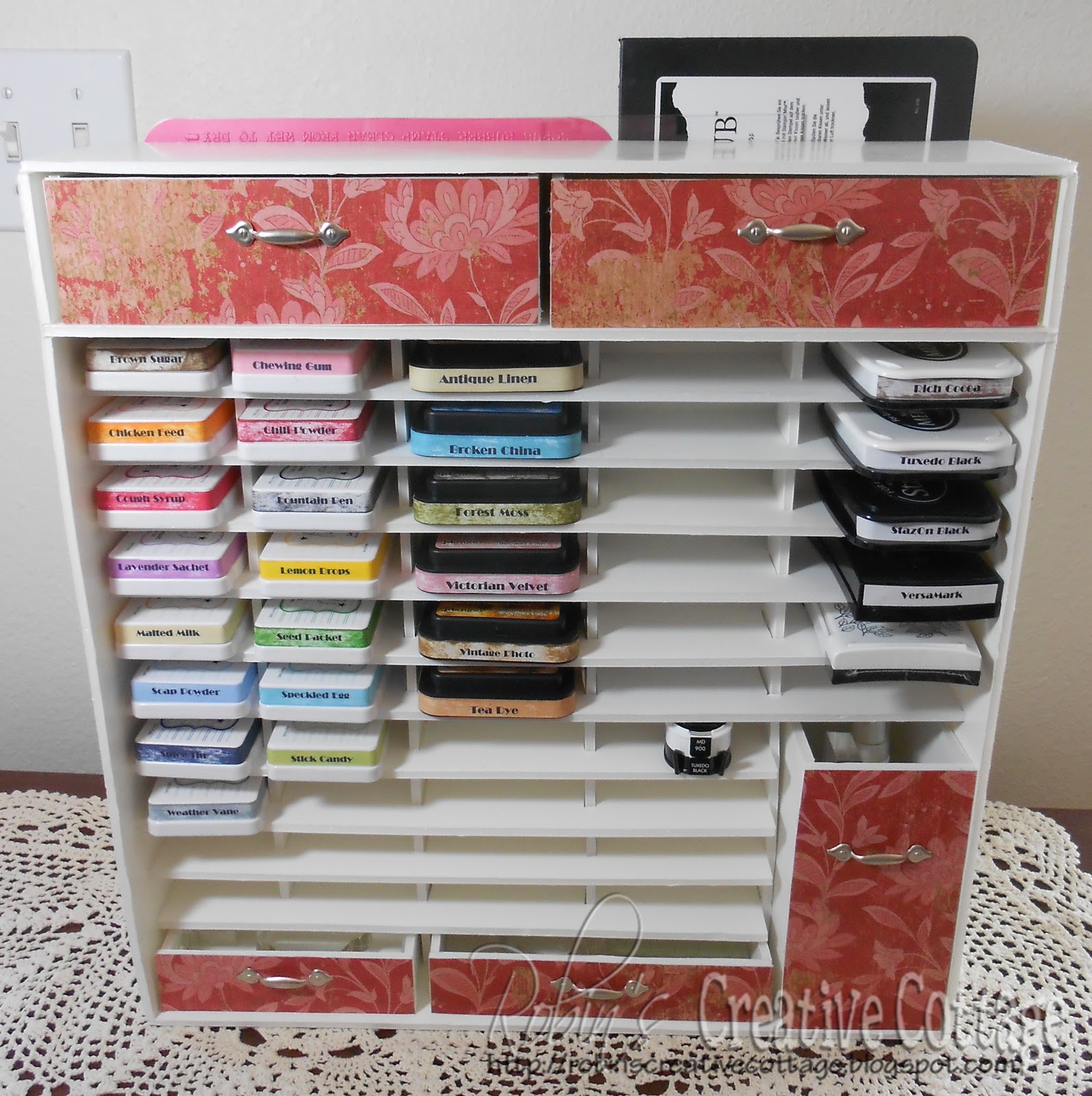 Robin's Creative Cottage Ink Pad Storage Organizer made from Foam Core