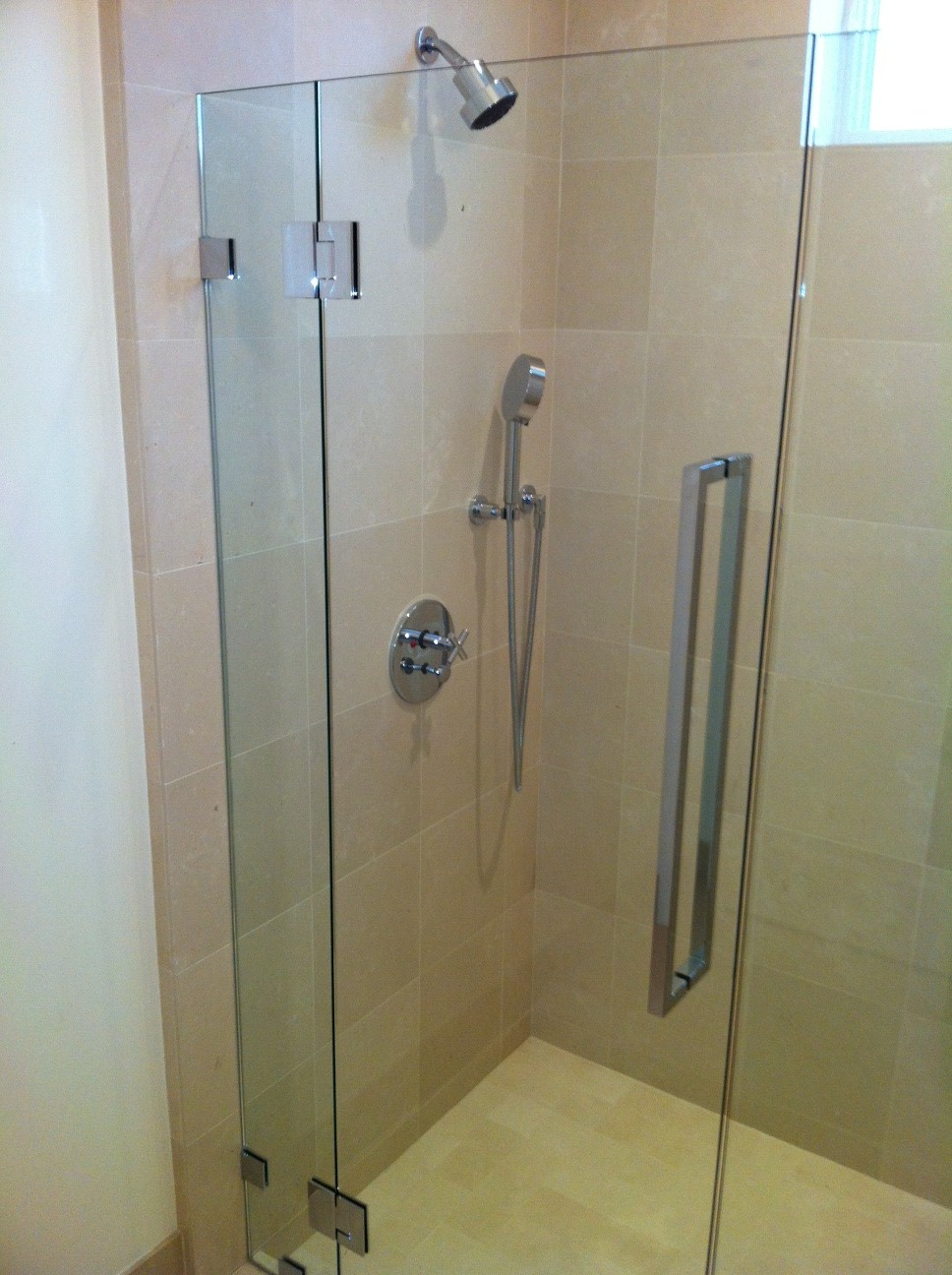 Custom Polished Chrome Shower Door and Hardware • OT Glass