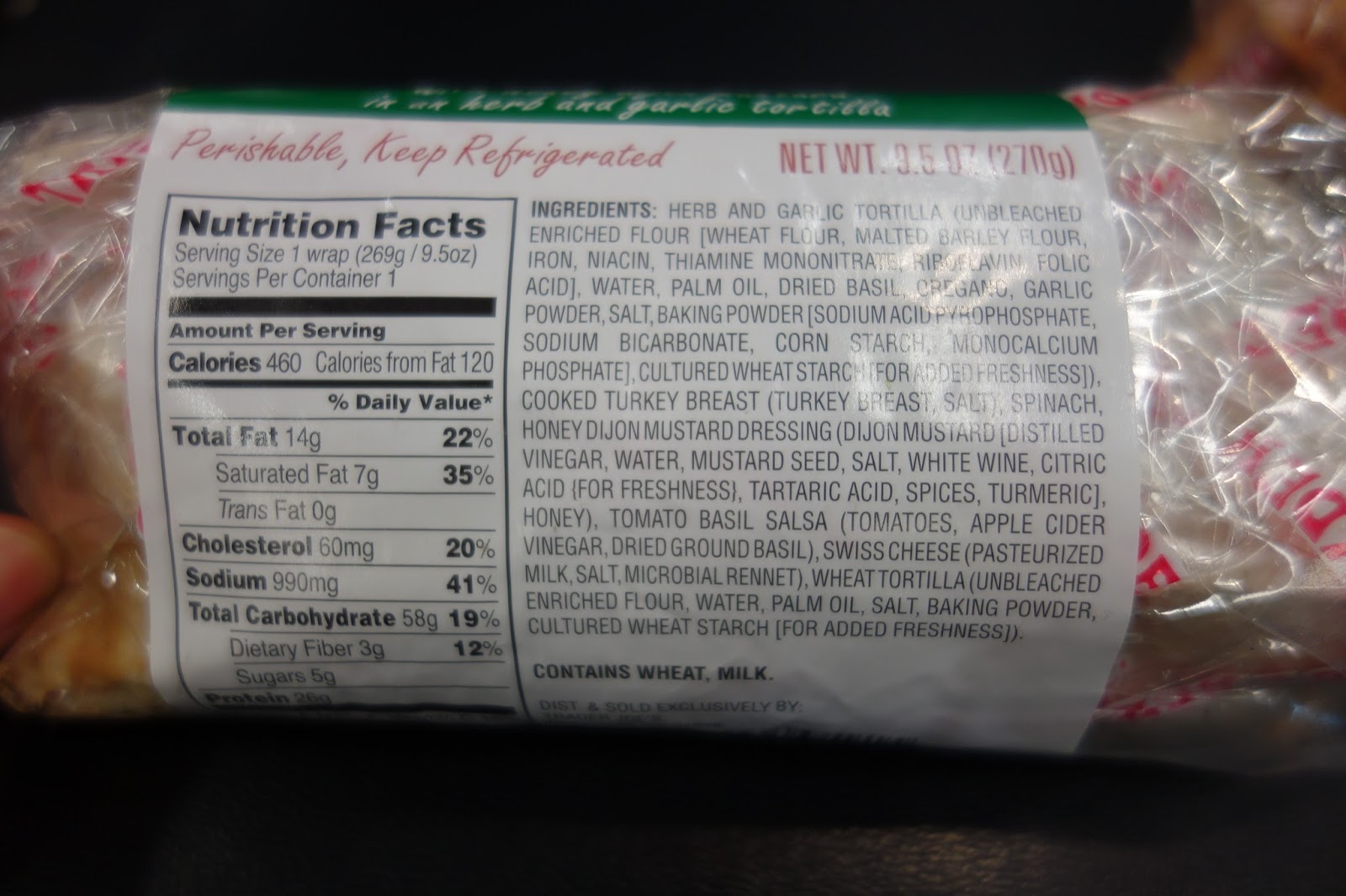 Trader Joe's Turkey, Spinach, and Swiss Cheese Wrap, Turkey Club Wrap