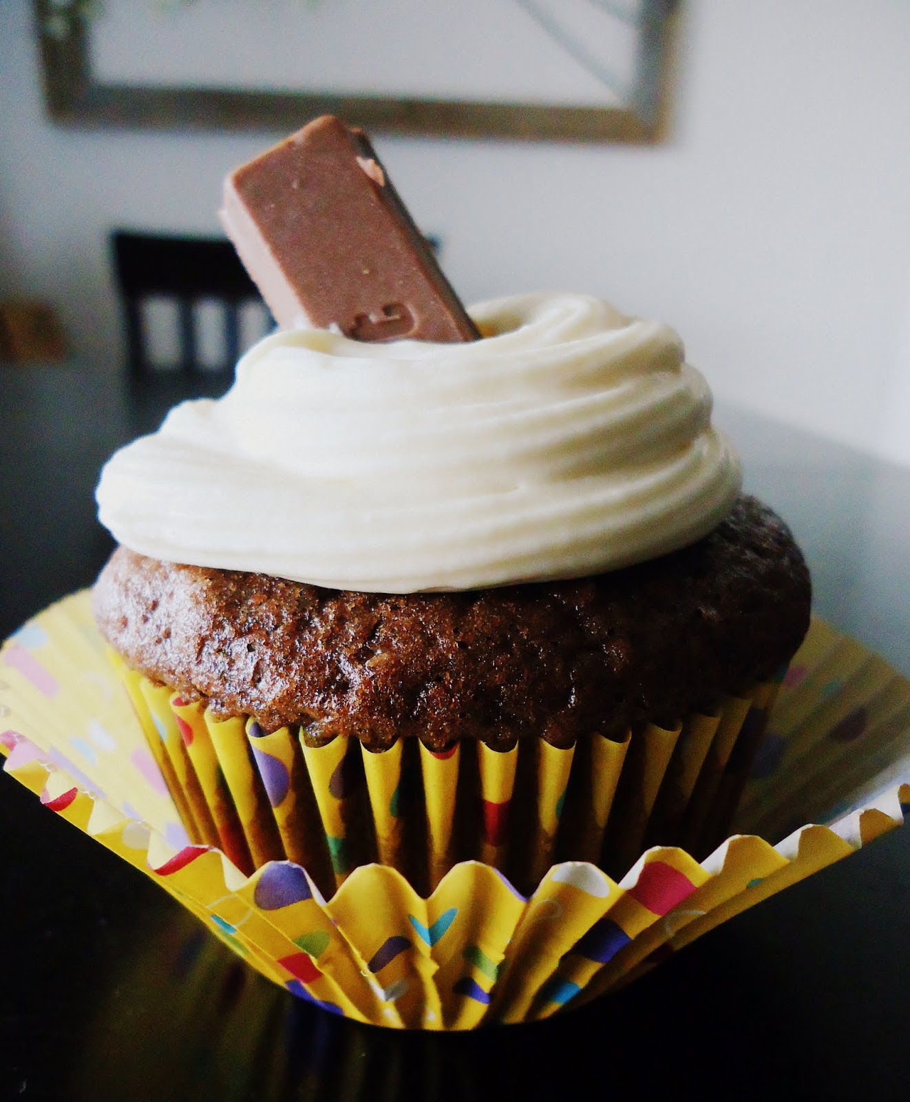 Foodie & Fabulous Kit Kat Cupcakes with Caramel Cream Cheese Frosting