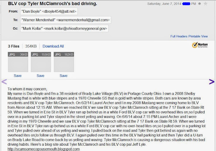 Brady Lake Village cop Tyler McClamroch needs much more driver training !