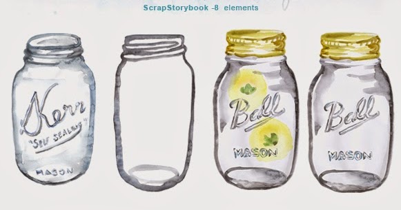 Katona Dóra: Watercolor Mason Jar Clipart