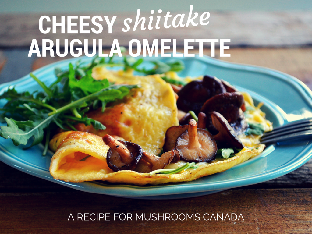 Cheesy Shiitake Arugula Omelette