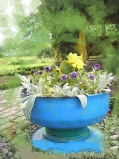 Pot Bunga unik dari Ban bekas Pot Bunga unik dari Ban bekas