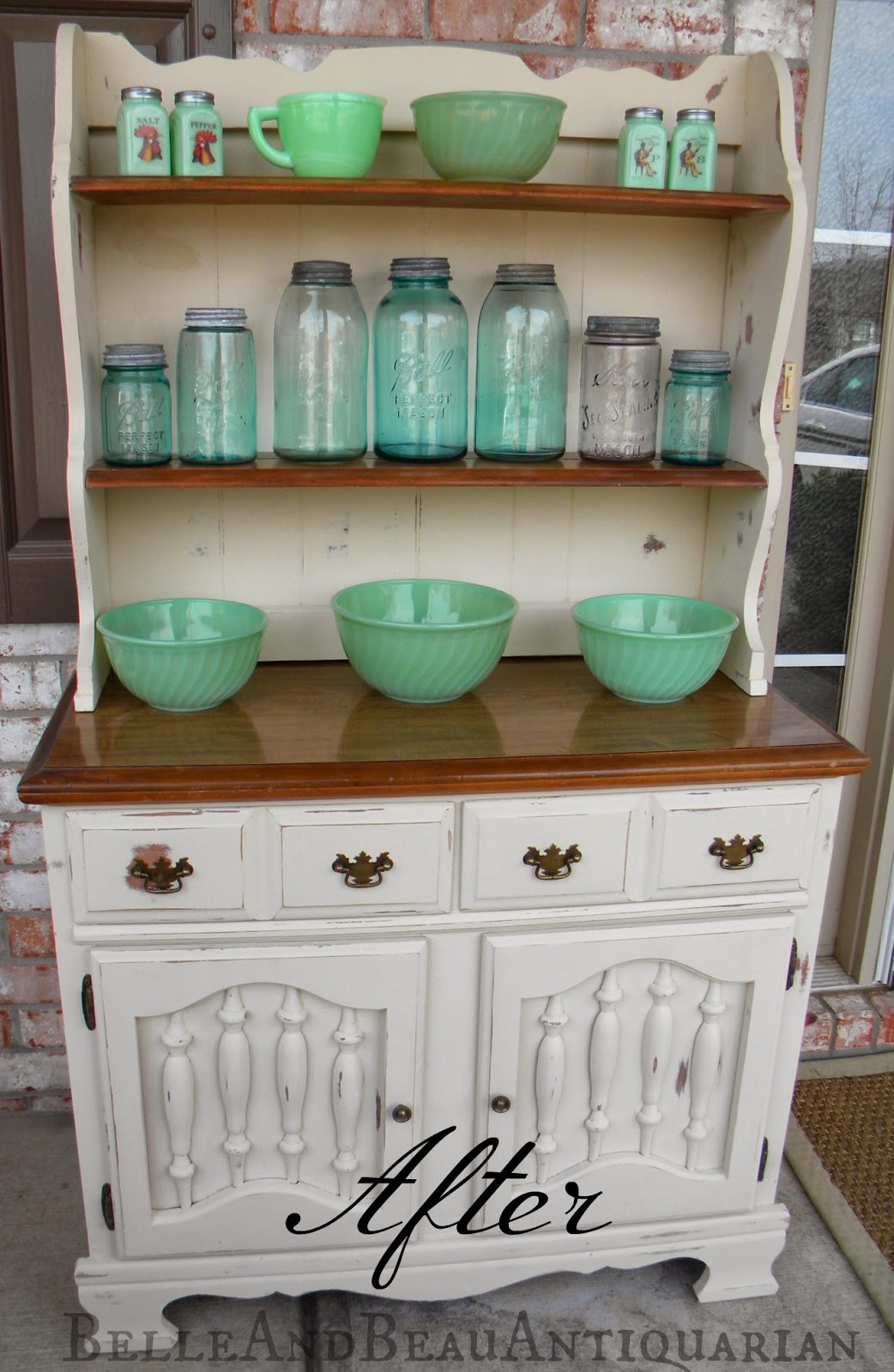 Belle & Beau Antiquarian Before & After Painted Wood Hutch